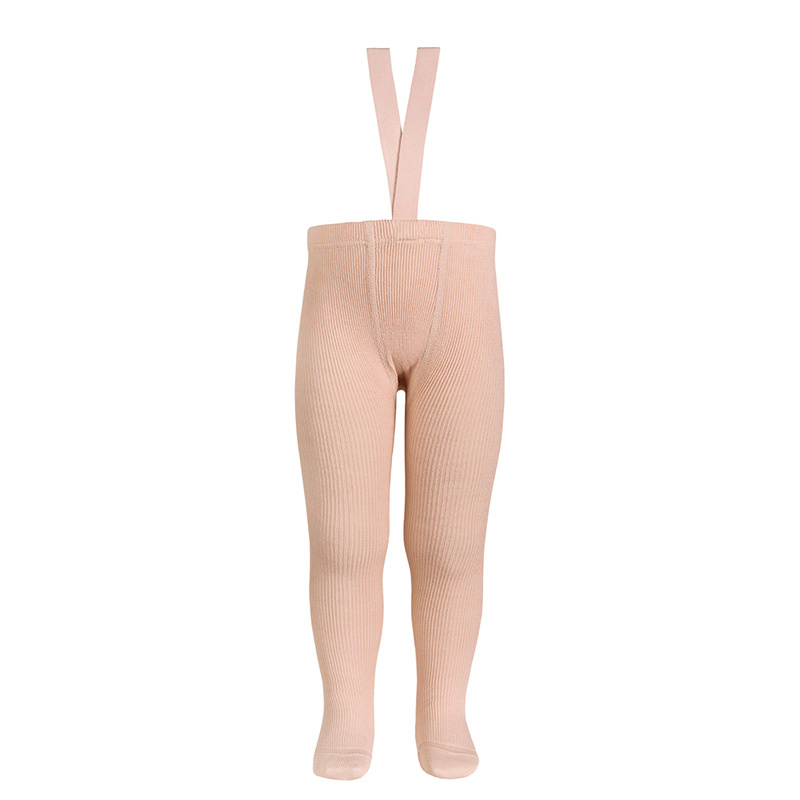 Merino wool tights with suspenders Nude