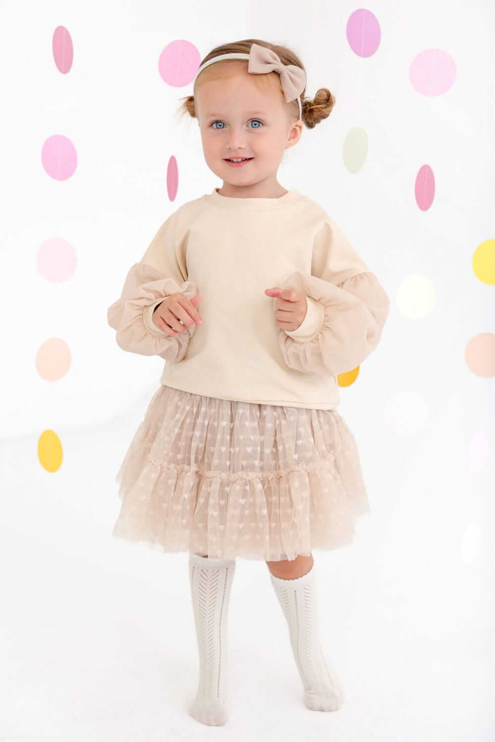 Tutu skirt with hearts Beige