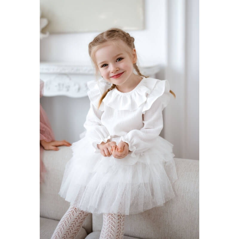 Cream muslin blouse with frills